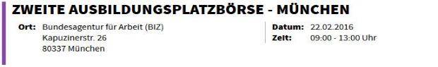 Zweite Ausbildungsplatzbörse - München