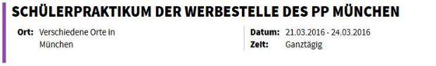 Schülerpraktikum der Werbestelle des PP München