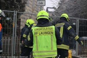 Brand Lauingen Asylbewerberunterkunft Feuerwehr und THW
