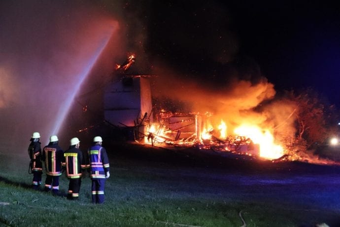 Brand landwirtschadfltliche Lagerhalle in Günzach