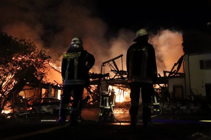 Brand landwirtschadfltliche Lagerhalle in Günzach