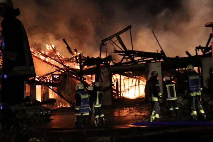 Brand landwirtschadfltliche Lagerhalle in Günzach