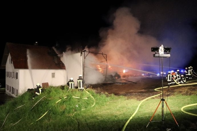 Brand landwirtschadfltliche Lagerhalle in Günzach