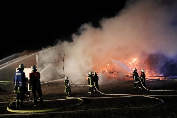 Brand landwirtschadfltliche Lagerhalle in Günzach