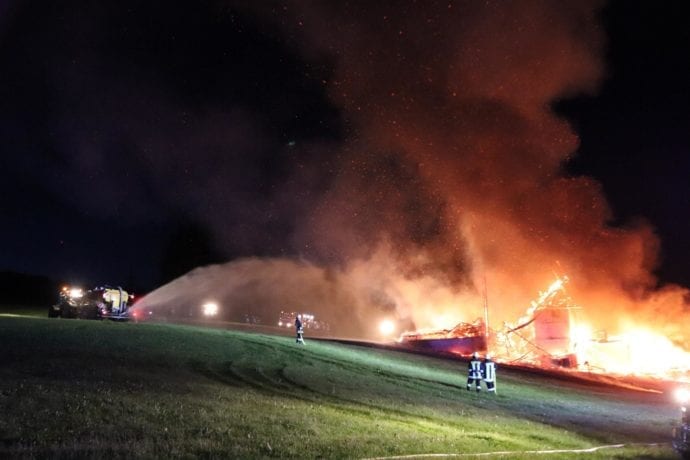 Brand landwirtschadfltliche Lagerhalle in Günzach