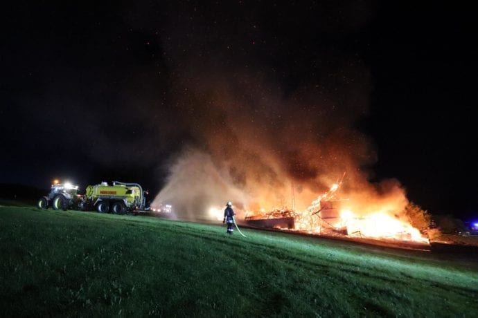Brand landwirtschadfltliche Lagerhalle in Günzach