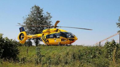 Rettungshubschrauber CH22 Ulm gelandet