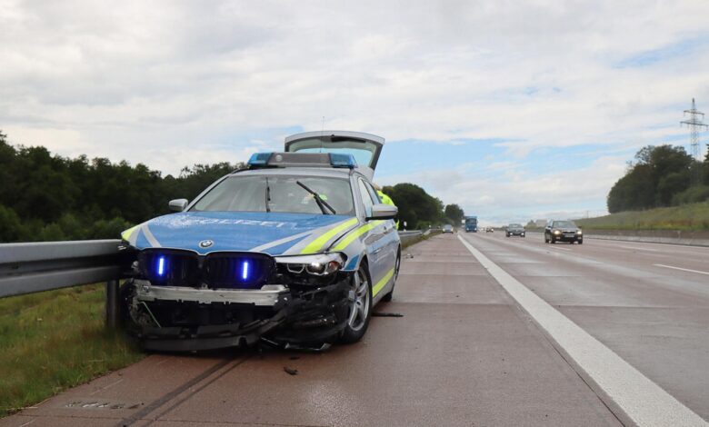 Unfall A8 Polizeifahrzeug Guenzburg Burgau 02072020 2