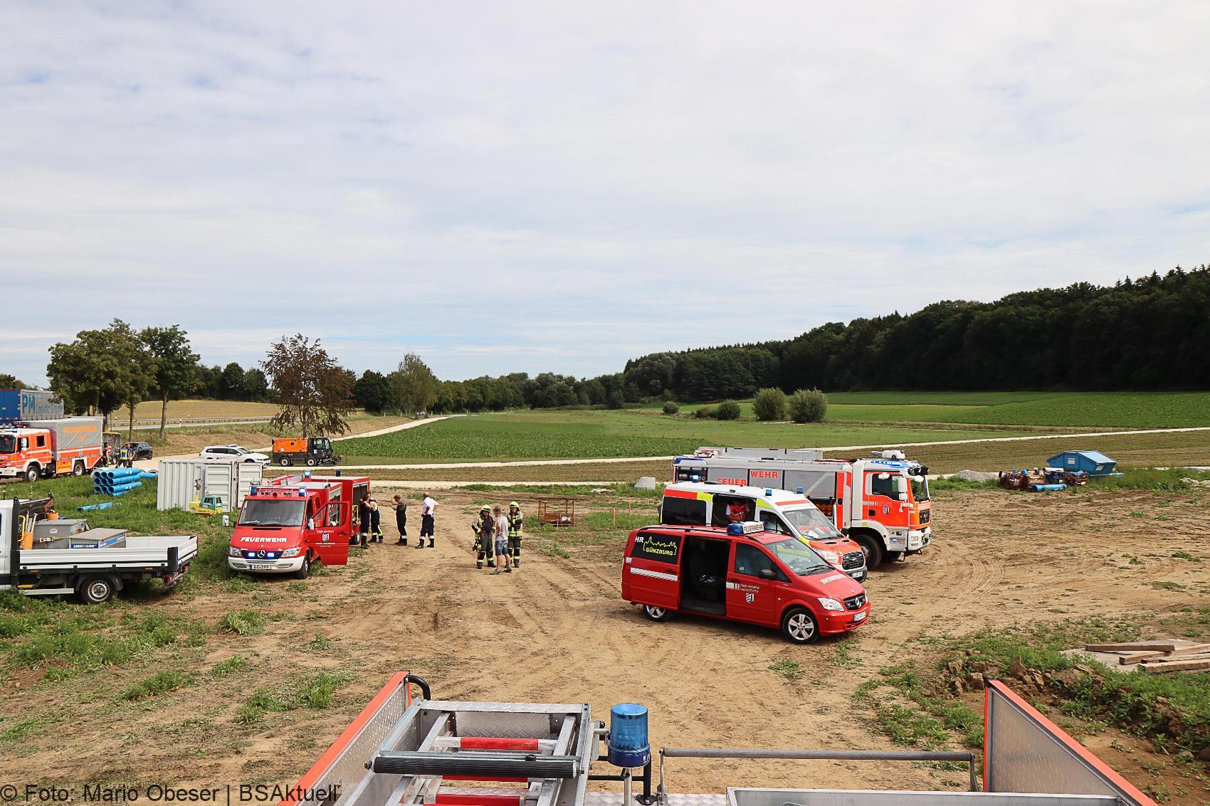 Unfall Baustelle Guenzburg Lkw gekippt 25082020 8
