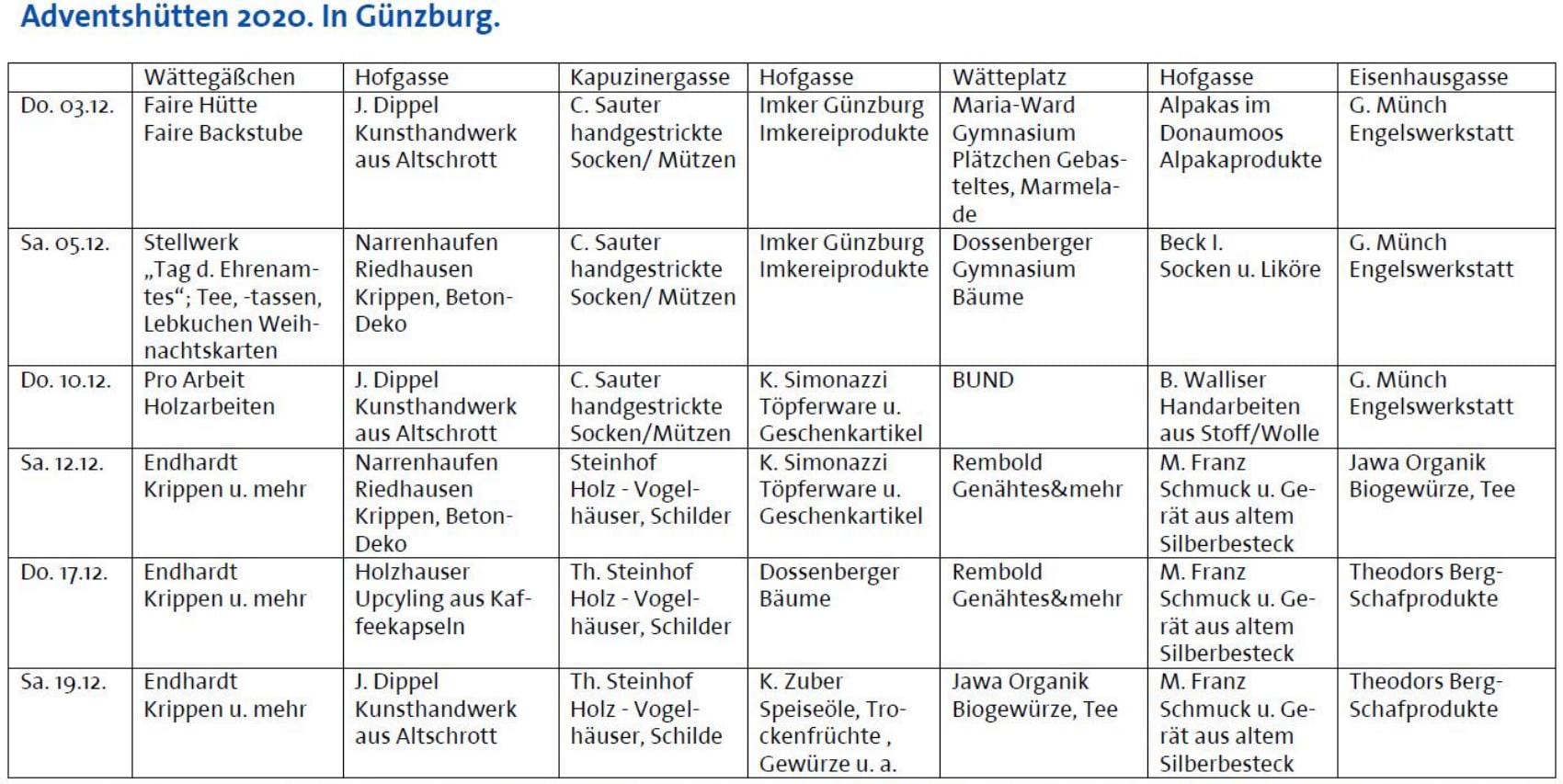 Angebot Adventshuetten Guenzburg