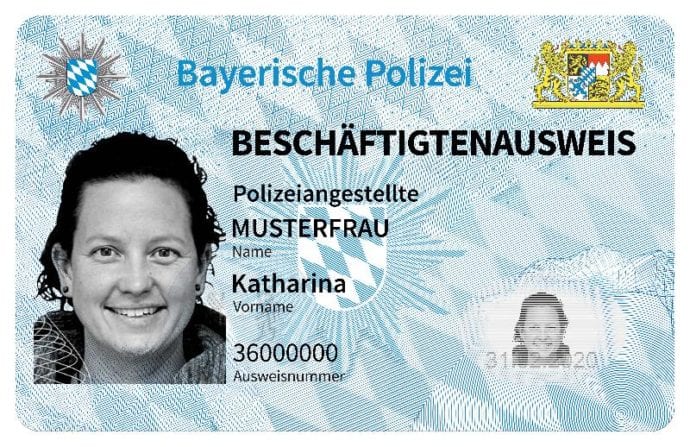Beschaeftigtenausweis der Polizei Bayern