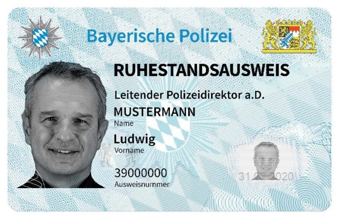 Ruhestandsausweis der Polizei Bayern
