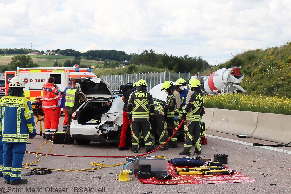 Verkehrsunfall A8 zwischen Günzburg und Burgau am 16.07.2021