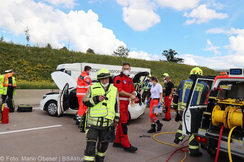 Verkehrsunfall A8 zwischen Günzburg und Burgau am 16.07.2021