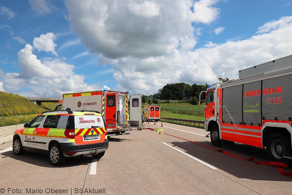 Verkehrsunfall A8 zwischen Günzburg und Burgau am 16.07.2021