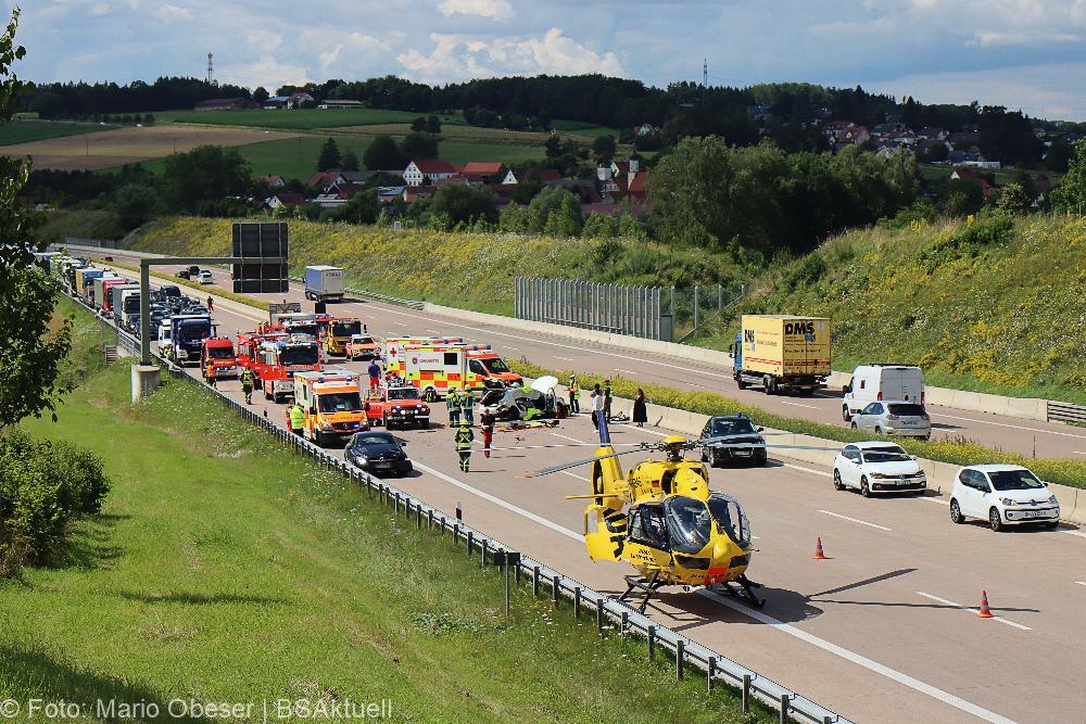 Verkehrsunfall A8 zwischen Günzburg und Burgau am 16.07.2021