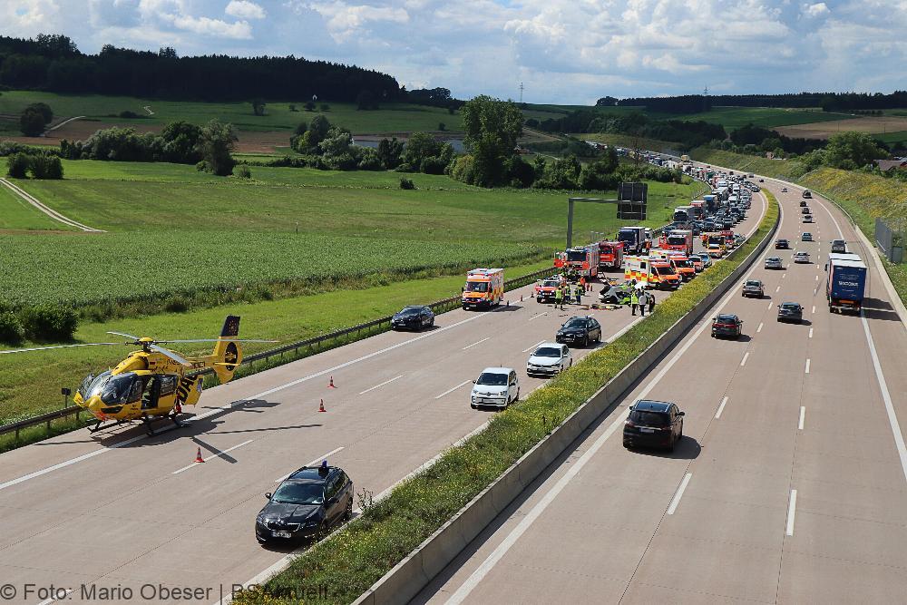 Verkehrsunfall A8 zwischen Günzburg und Burgau am 16.07.2021