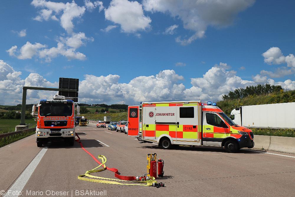 Verkehrsunfall A8 zwischen Günzburg und Burgau am 16.07.2021