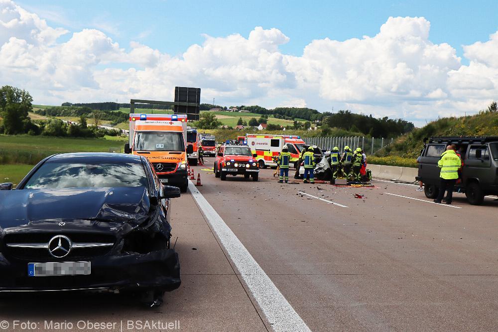 Verkehrsunfall A8 zwischen Günzburg und Burgau am 16.07.2021
