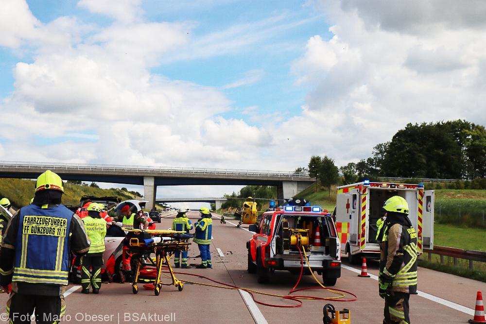 Verkehrsunfall A8 zwischen Günzburg und Burgau am 16.07.2021