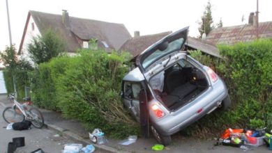 Unfall Haunsstetten Pkw Hecke