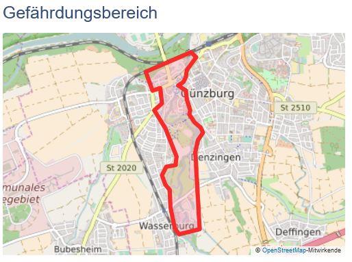 Günzburg Unterstadt gefährdeter Bereich
