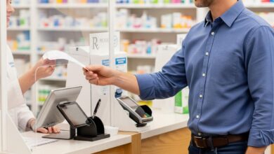 Mann in Apotheke
