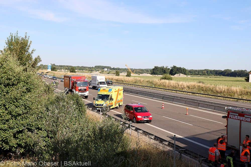 Unfall A8 Leipheim - Kreuz Elchingen 17072022