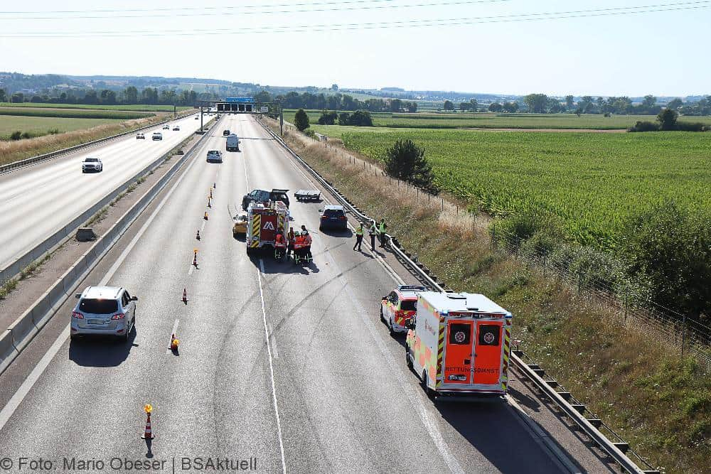 Unfall A8 Leipheim - Kreuz Elchingen 17072022